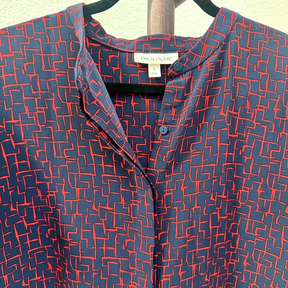 Prologue Shirt Dress Abstract Blue and Red Size Small - Picture 3 of 8